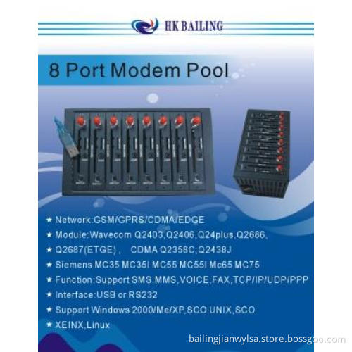 8 Port Modem Pool with SMS Software
